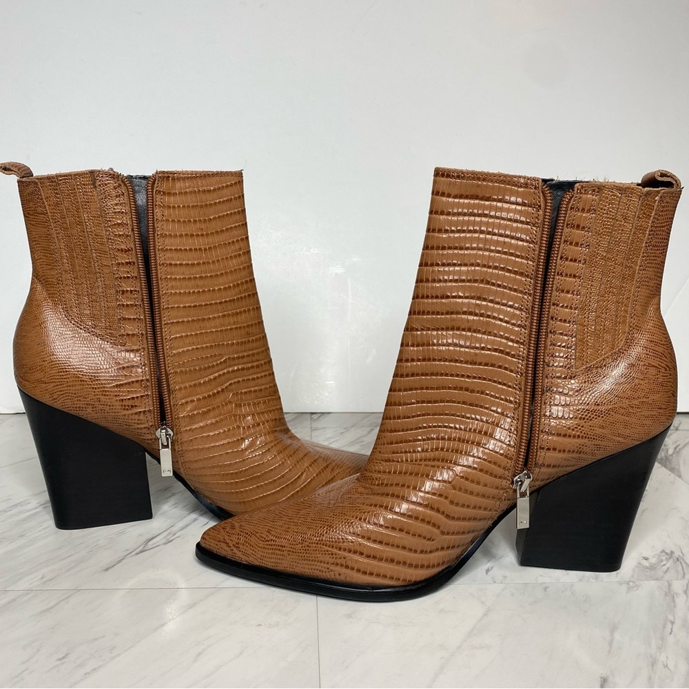 Marc Fisher Mariel Brown Leather Heeled Bootie 11M - Picture 6 of 14